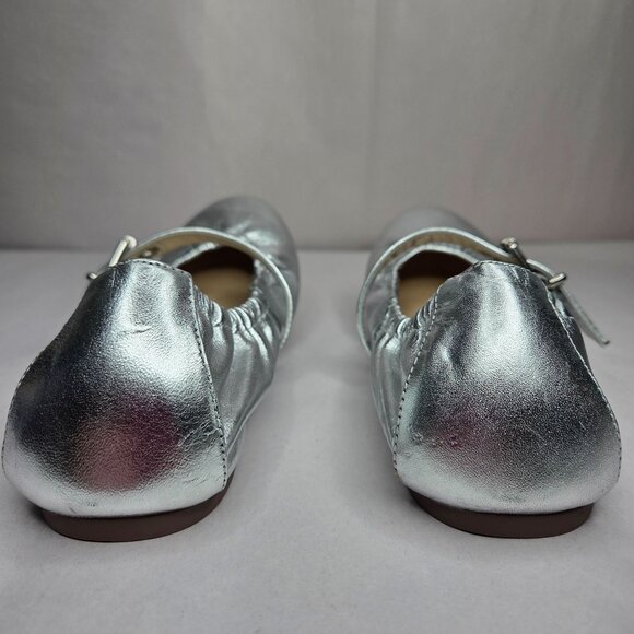 NWT Schutz Women's Calita Metallic Silver Leather Ballerina Flats - Picture 3 of 6